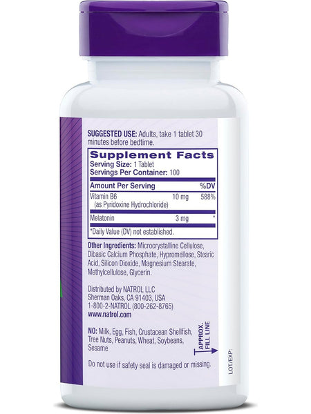 Natrol, Melatonin, 3mg Time Release, 100 ct