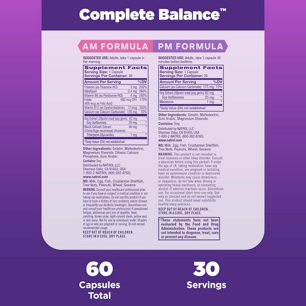 Natrol, Complete Balance Menopause Relief, 1 Kit (30 Capsules each bottle)
