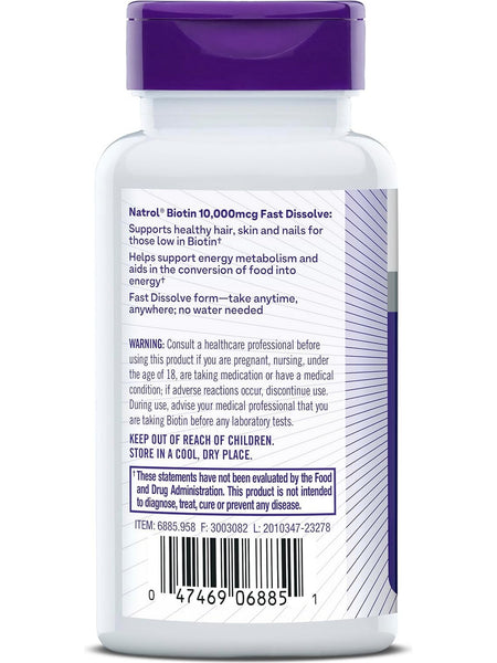 Natrol, Biotin 10,000mcg, 60 Tablets