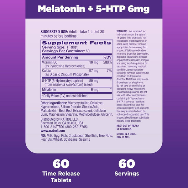 Natrol, Melatonin + 5-HTP Advanced, 60 Tablets