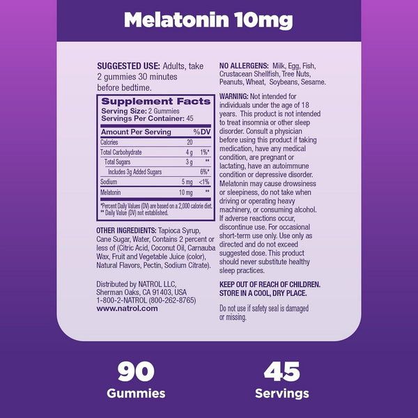 Natrol, Melatonin 10 mg Strawberry Flavor, 90 Gummies