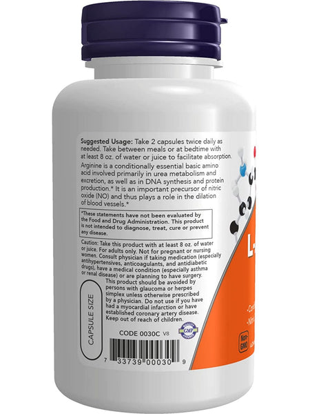 NOW Foods, L-Arginine 500 mg, 100 veg capsules