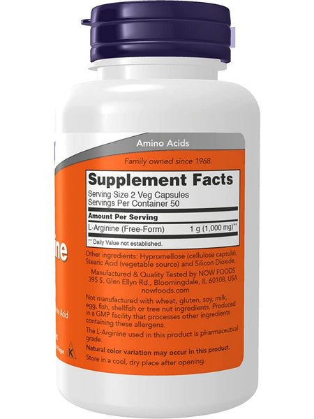 NOW Foods, L-Arginine 500 mg, 100 veg capsules