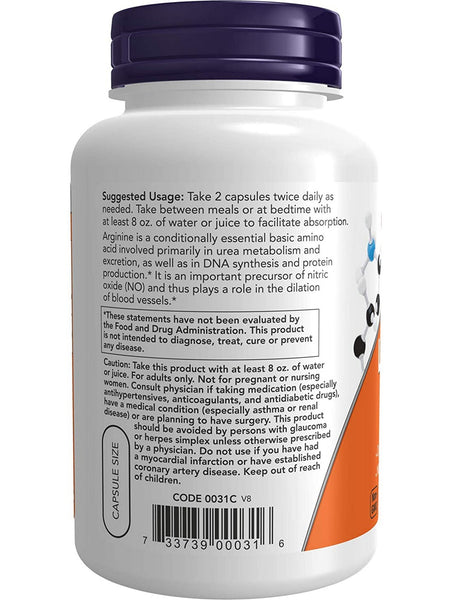 NOW Foods, L-Arginine 500 mg, 250 veg capsules