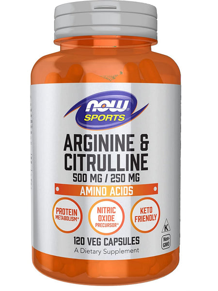 NOW Foods, Arginine 500 mg & Citrulline 250 mg, 120 veg capsules