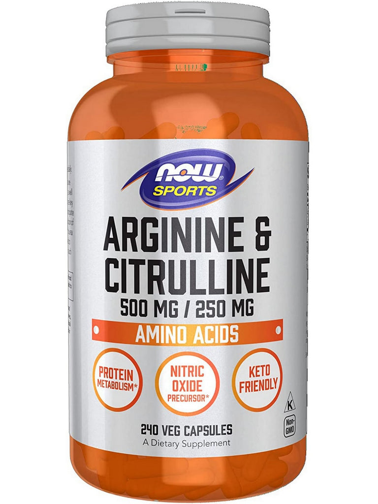 NOW Foods, Arginine 500 mg & Citrulline 250 mg, 240 veg capsules