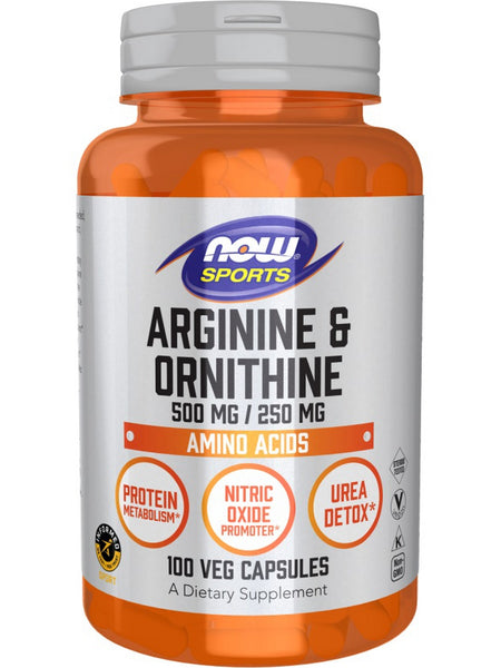 NOW Foods, Arginine & Ornithine 500 mg/250 mg, 100 veg capsules