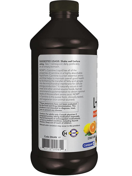 NOW Foods, L-Carnitine, Triple Strength Liquid 3000 mg, 16 fl oz