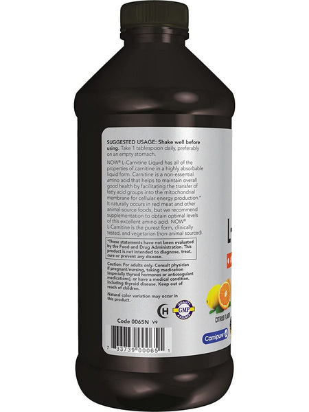 NOW Foods, L-Carnitine Liquid 1000 mg, Citrus, 16 fl oz