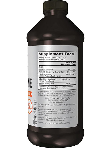 NOW Foods, L-Carnitine Liquid 1000 mg, Citrus, 16 fl oz