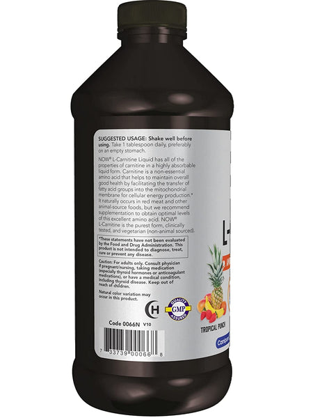 NOW Foods, L-Carnitine Liquid 1000 mg, Tropical Punch, 16 fl oz