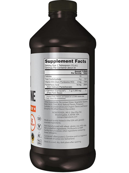 NOW Foods, L-Carnitine Liquid 1000 mg, Tropical Punch, 16 fl oz