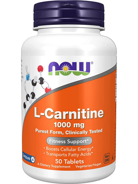 NOW Foods, L-Carnitine Tartrate 1000 mg, 50 tablets
