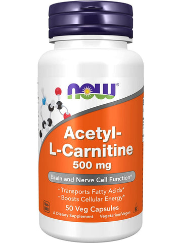 NOW Foods, Acetyl-L-Carnitine 500 mg, 50 veg capsules
