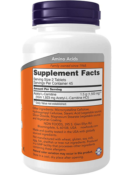 NOW Foods, Acetyl-L-Carnitine 750 mg, 90 tablets