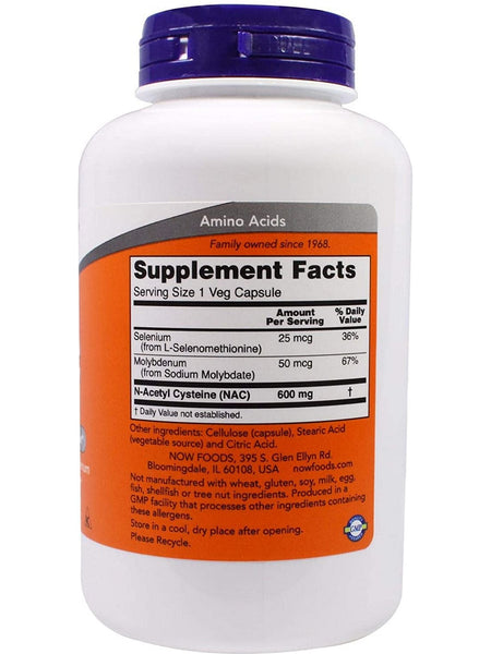 NOW Foods, NAC 600 mg, 250 veg capsules