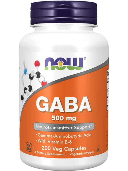 NOW Foods, GABA 500 mg, 200 veg capsules