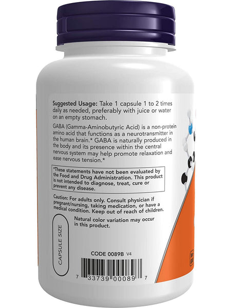 NOW Foods, GABA 750 mg, 100 veg capsules