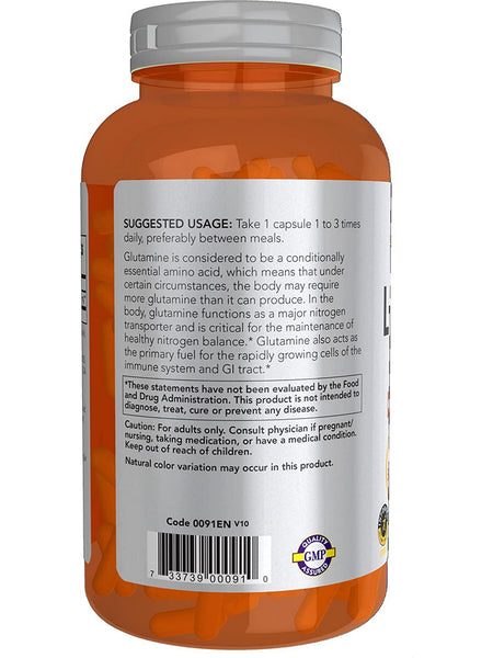 NOW Foods, L-Glutamine, Double Strength 1000 mg, 240 veg capsules