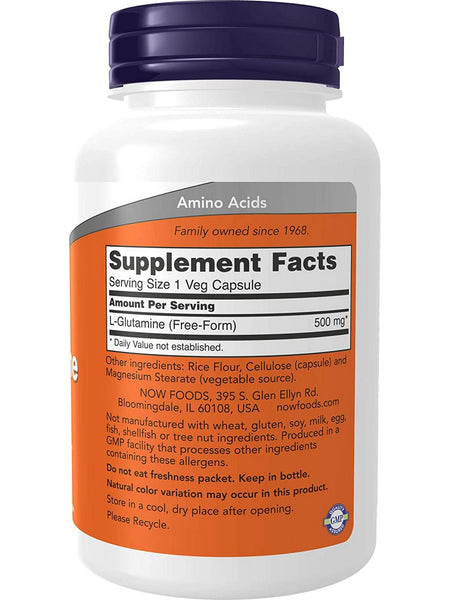 NOW Foods, L-Glutamine 500 mg, 120 veg capsules
