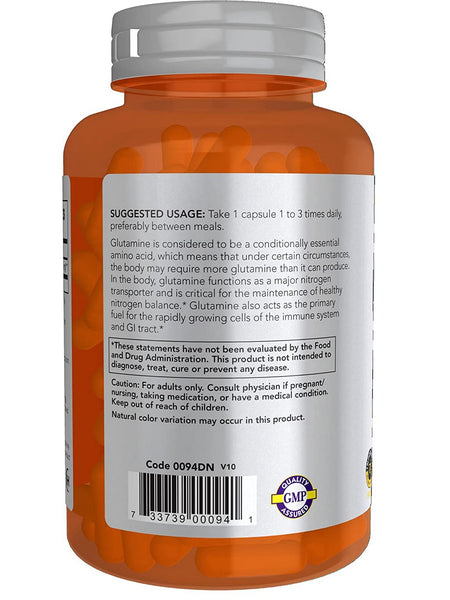 NOW Foods, L-Glutamine, Double Strength 1000 mg, 120 veg capsules