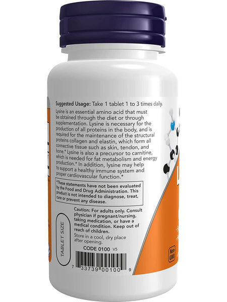 NOW Foods, L-Lysine 500 mg, 100 tablets