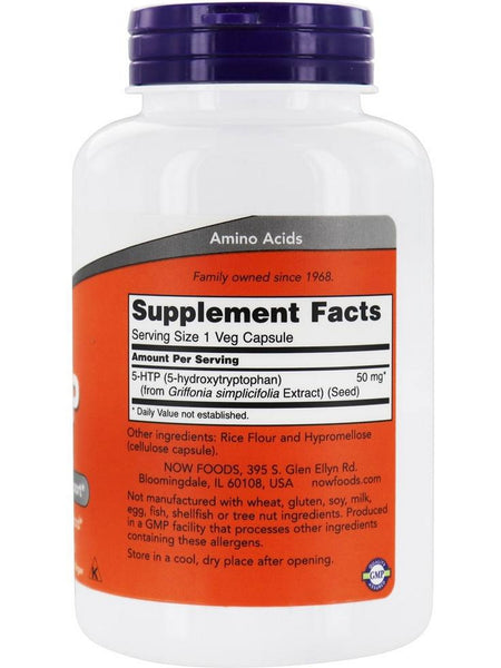 NOW Foods, 5-HTP 50 mg, 180 veg capsules