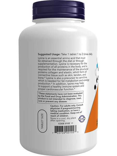 NOW Foods, L-Lysine 500 mg, 250 tablets