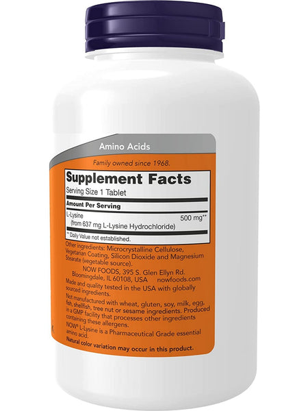 NOW Foods, L-Lysine 500 mg, 250 tablets