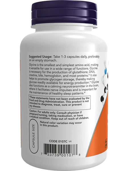 NOW Foods, Glycine 1000 mg, 100 veg capsules