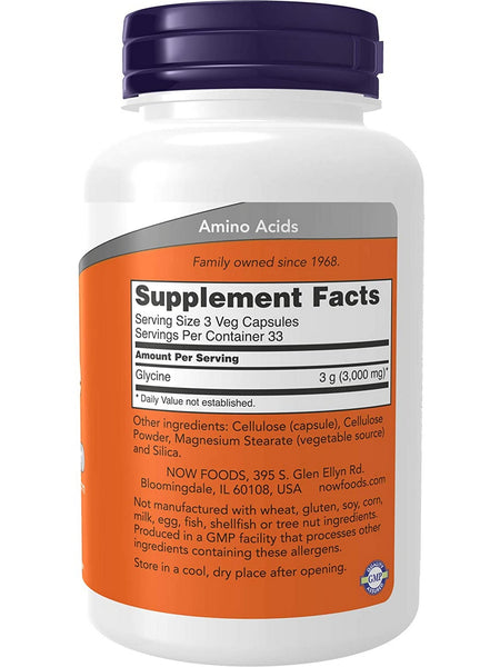 NOW Foods, Glycine 1000 mg, 100 veg capsules