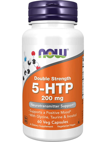 NOW Foods, 5-HTP, Double Strength 200 mg, 60 veg capsules