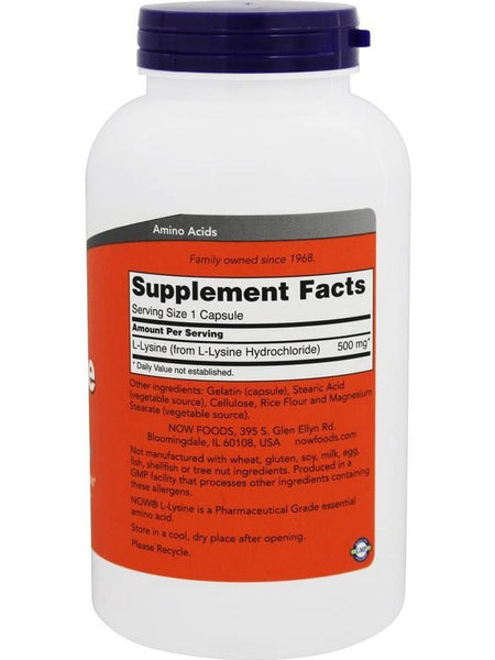 NOW Foods, L-Lysine 500 mg, 250 capsules