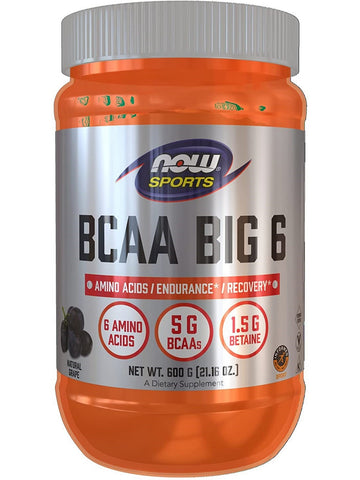 NOW Foods, BCAA Big 6, Natural Grape Flavor Powder, 600 grams