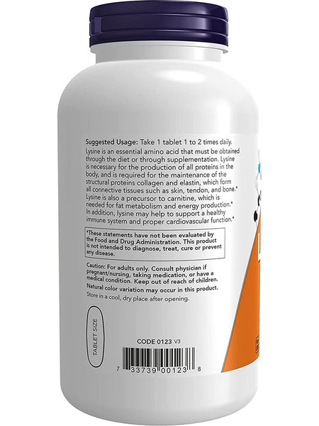 NOW Foods, L-Lysine, Double Strength 1000 mg, 250 tablets
