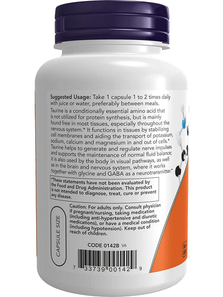 NOW Foods, Taurine, Double Strength 1000 mg, 100 veg capsules