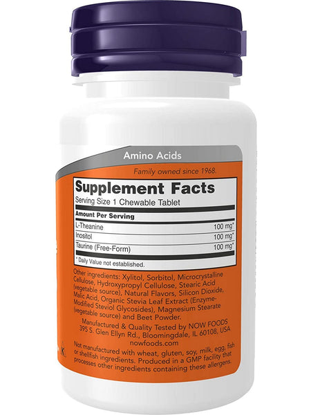 NOW Foods, L-Theanine 100 mg, 90 chewables