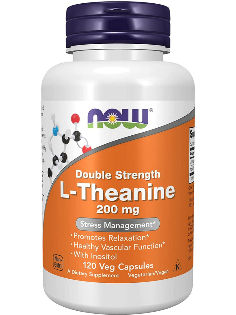 NOW Foods, L-Theanine, Double Strength 200 mg, 120 veg capsules