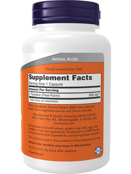 NOW Foods, L-Tyrosine 500 mg, 120 capsules