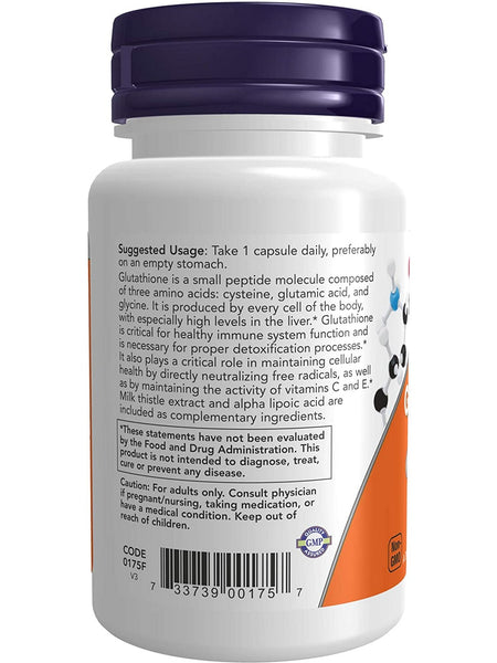NOW Foods, Glutathione 500 mg, 30 veg capsules