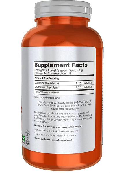 NOW Foods, Arginine & Citrulline Powder, 12 oz