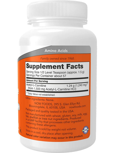 NOW Foods, Acetyl-L-Carnitine Pure Powder, 3 oz