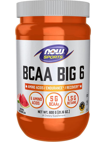 NOW Foods, BCAA Big 6 Powder, Natural Watermelon Flavor, 600 grams
