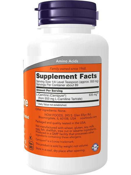 NOW Foods, L-Carnitine Pure Powder, 3 oz