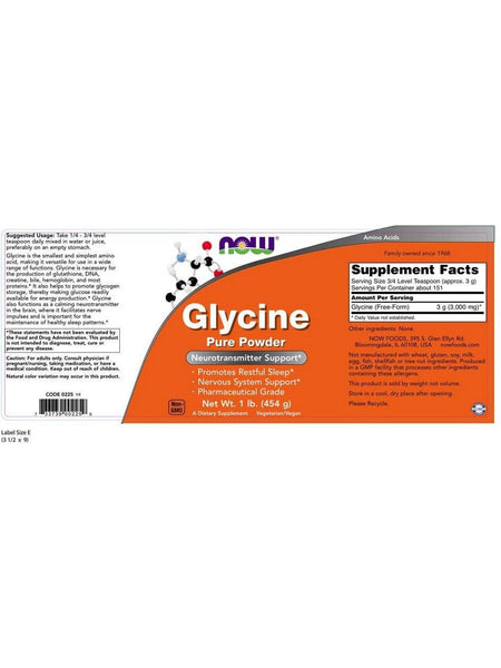 NOW Foods, Glycine Pure Powder, 1 lb