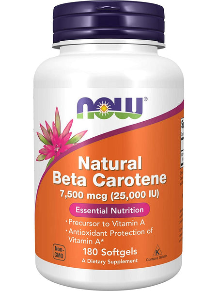 NOW Foods, Beta Carotene, Natural 7,500 mcg, 180 softgels