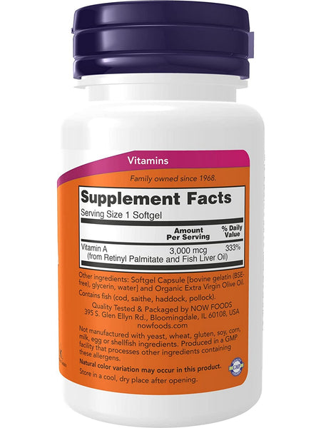 NOW Foods, Vitamin A 10,000, 100 softgels