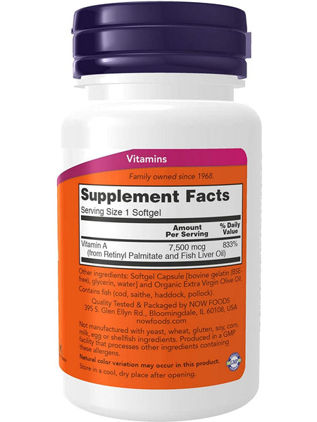 NOW Foods, Vitamin A 25,000, 100 softgels