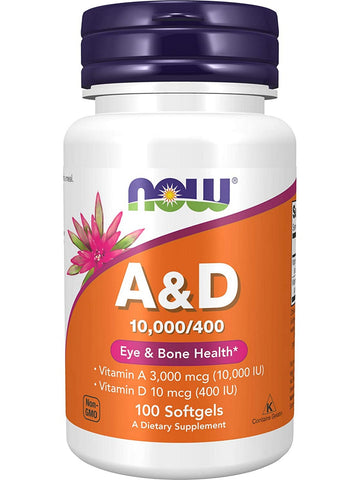NOW Foods, Vitamin A & D 10,000/400 IU, 100 softgels