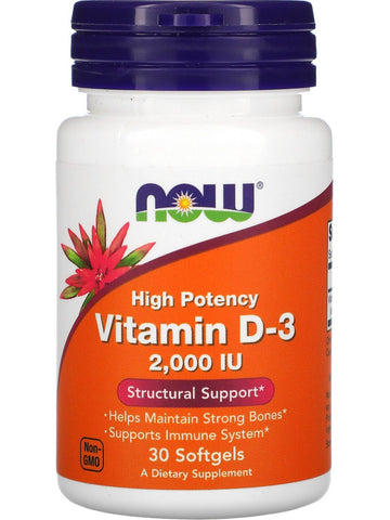 NOW Foods, Vitamin D-3 2000 IU, 30 softgels